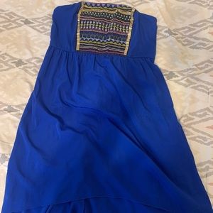 Blue high low tube dress